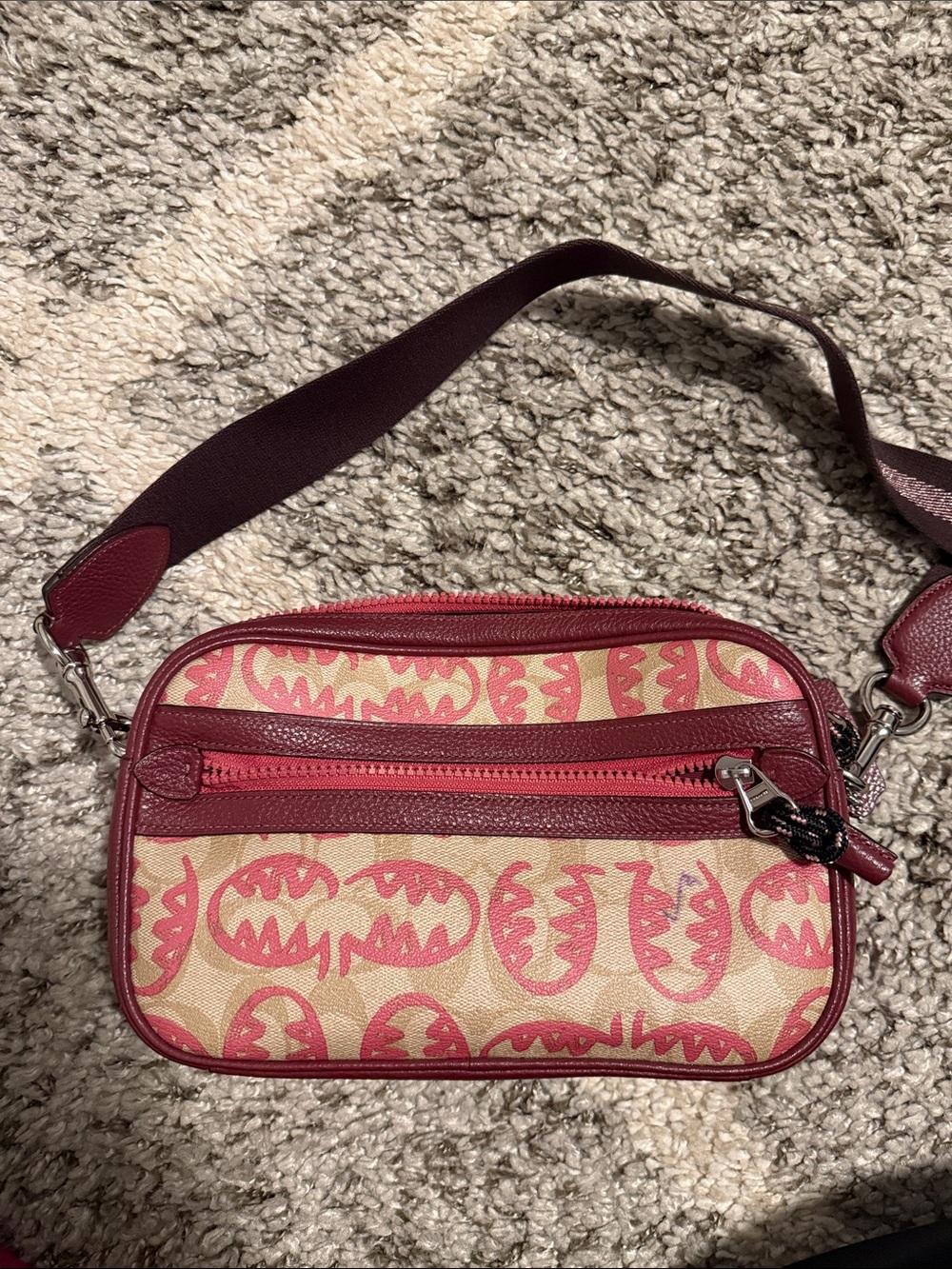Coach Women’s Crossbody Bag in Beige and Dark Pink